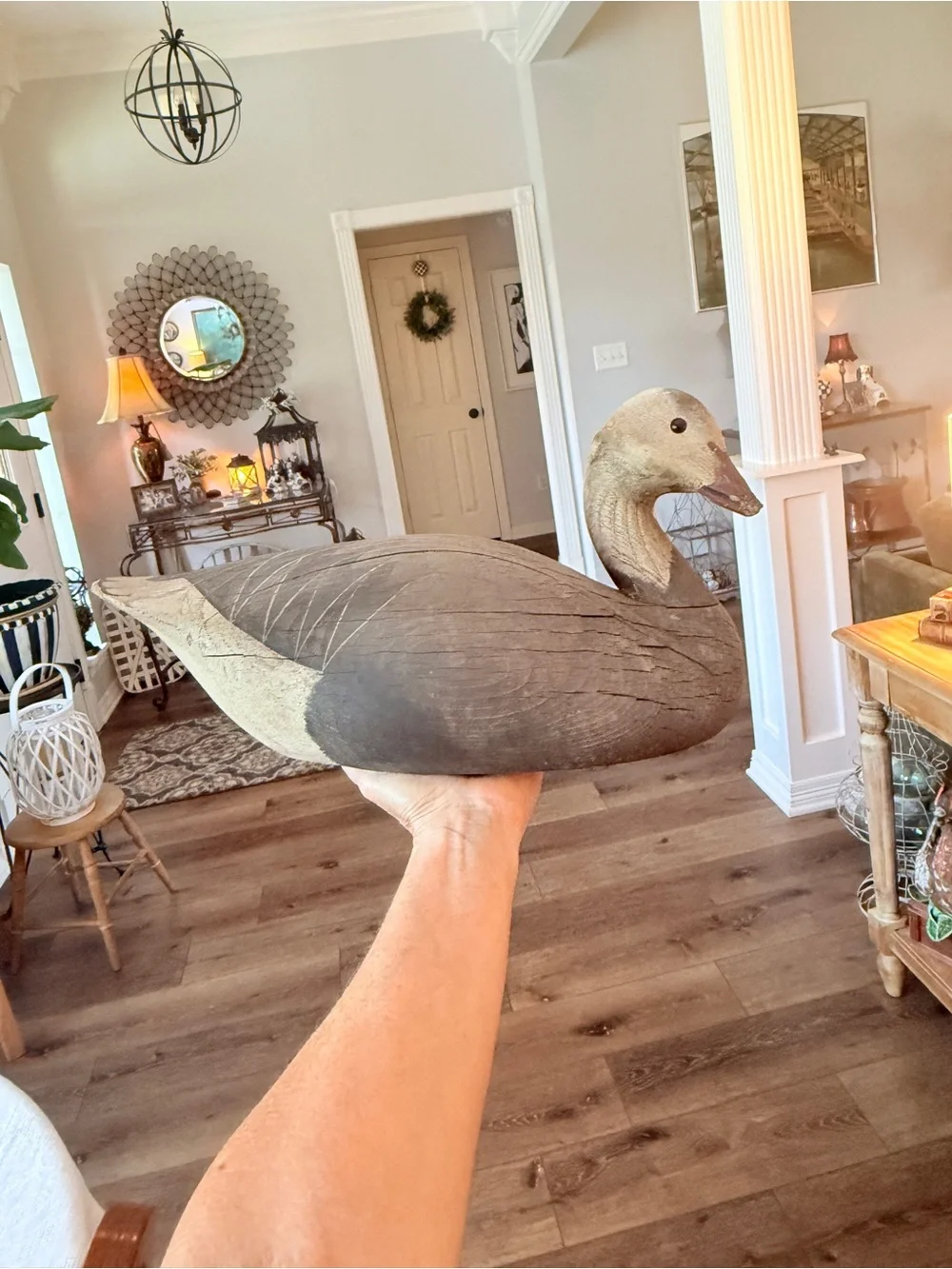 Vintage Robert Capriola Signed Wood Goose Decoy Hand Carved Folk Art